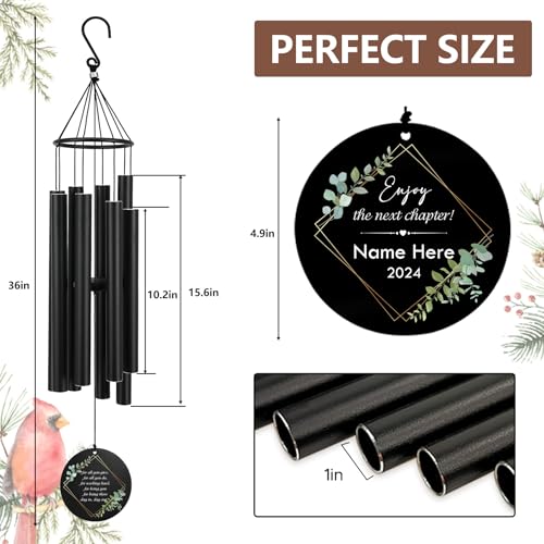 Image of Personalized Retirement Wind Chimes for Outside, 36 inch Happy Retirement Gift for Women, Men, Coworker, Colleague, Boss, Teacher, Nurse, Friend, Going Away Garden Patio Decor