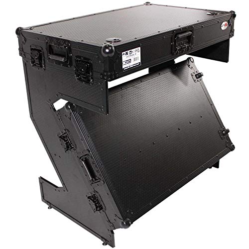 Prox Dj Z-Table Portable Junior Workstation/Compact Flight Case Table With Handles & Wheels - Black On Black Design - Xs-Ztablebl Jr #TOP1