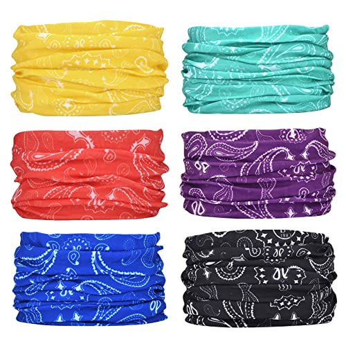 Mohigher 6 Stück Gesichtsbedeckungen, atmungsaktive Snoods für Frauen, multifunktionale Kopfbedeckung, Bandana, Gesichtsmaske, waschbarer Schlauchschal für Yoga, Wandern, Mehrfarbig, Einheitsgröße Cover