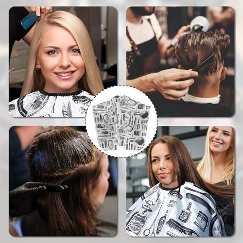 Friseurumhang,Umhang Friseur,Barber Cape,Haarschnitt Friseurumhänge,Haarschneideumhang mit Klettverschluss,Frisierumhang Erwachsene,Schneideumhang Friseur Zubehör für Salon Haarschneiden (Weiß)