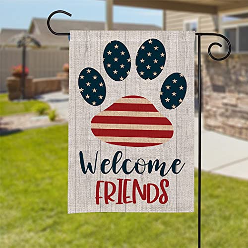 Chengxun HYQ-38 Lucky Dog Garden Flag Dog Paw Prints Welcome Garden Flag Yard Flag Fourth Of July Patriotic Memorial Day Independence Day Garden Flags Porch And Outdoor Decoration 12×18Inch Double Side Flag thumb #5