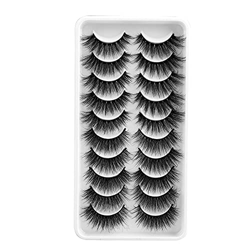 False Eyelashes 10 Pairs 2 styles Natural Wispy Fake Eyelashes 18mm 3D Fluffy Crossed Faux Mink Lashes Pack Soft Lightweight Handmade Eyelashes Multipack Cat Eye by Boahankuke