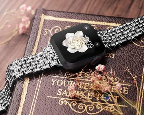 Image of Zitel Compatible with Apple Watch Band for Women Girls, Bling Rhinestone Metal Bands 40mm 41mm 42mm(Series 11 /10) 44mm 45mm 46mm Series 11 /10 /9 /8 /7 /6 /5 /4 /SE3 /SE2 /SE