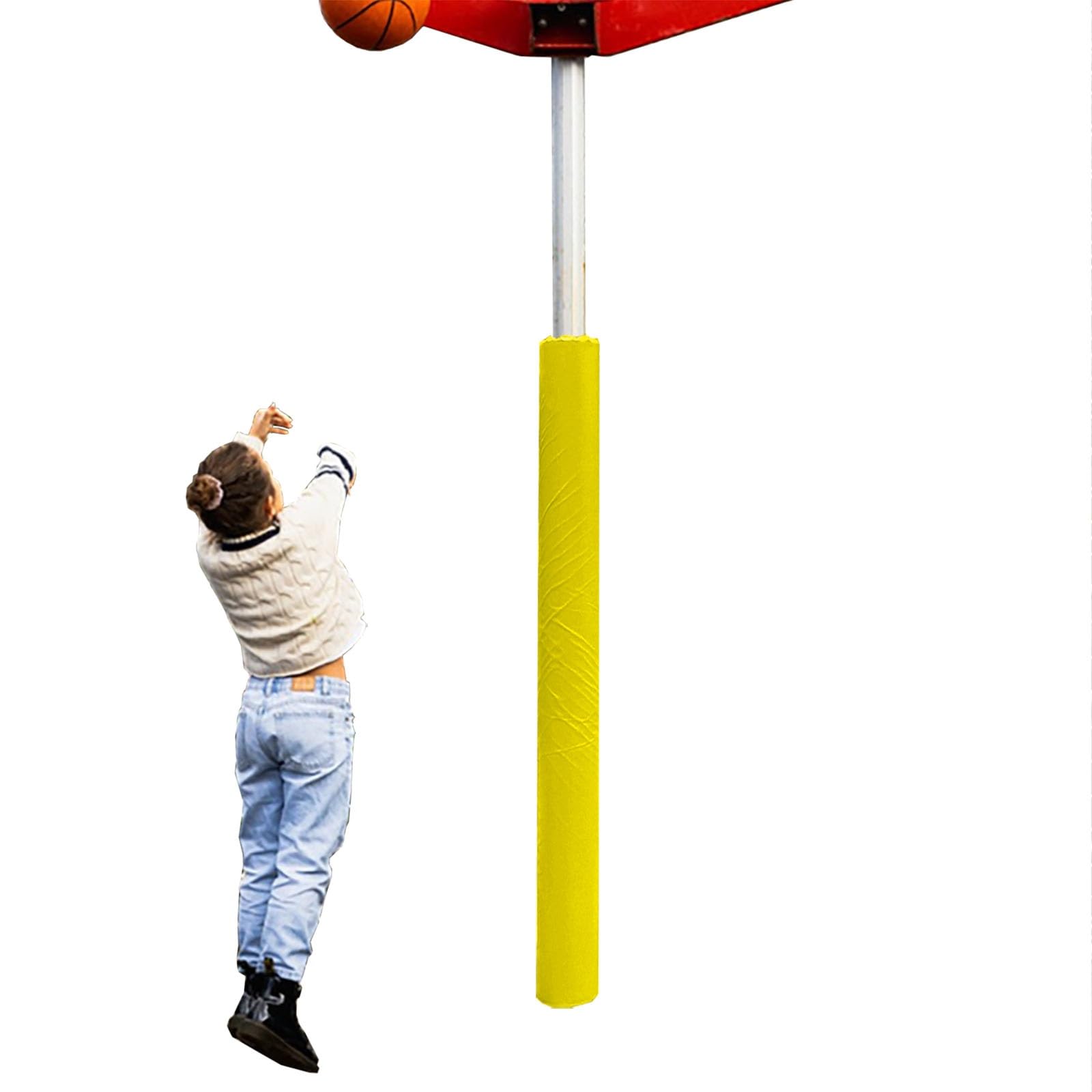 MLYAYE Inground Basketball Hoop Pole Padding, Outside Warp Around Vertical Support Posts Mat Cushion for Protection Player/Students/Kids, All-Weather Workout Pillar Cover(Yellow,Dia-4 1/2 inch)