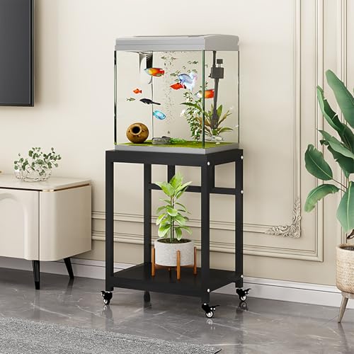 水槽台 40/50/60 水槽用 棚 スタンド ラック 高さ75cm 炭素鋼フレーム 頑丈で耐久性のある アクアリウムスタンド ブレーキホイール付き 置き台 物を置く台 設置台 ウッドデコ 爬虫類ラック 観葉植物 爬虫類 組立式 置く 花瓶 ベース リビン