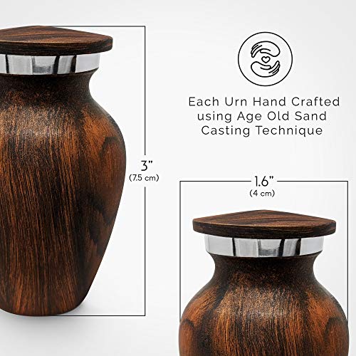4 Pack Small Keepsake Urn for Human Ashes | Metal Wooden Cherry Style | Mini Little Memorial Ash Container | Perfect Compact Tribute for Loved Ones | Male Female Man or Woman by KC KATIE COLLECTION BY URNSELLER - Image 2
