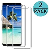Galaxy S9 Plus Clear Screen Protector [3D Curved Edge][Scratch resistance][Case Friendly/96% coverage][Bubble-Free ] 9H Hardness Tempered Glass Screen Protector for Samsung Galaxy S9 Plus [2-Pack]