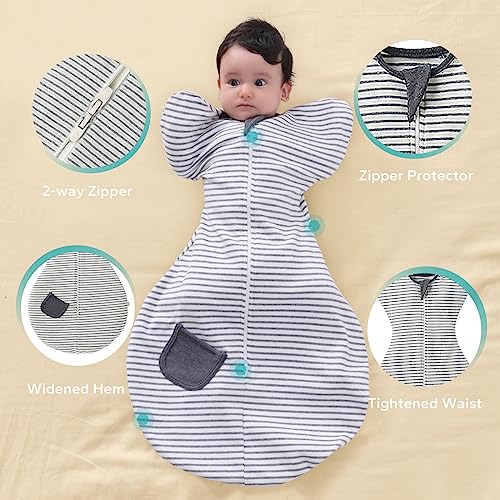 Zigjoy Baby Swaddle Transition Sleep Bag With Arms Up 100% Cotton Baby Wearable Blanket With 2-Way Zipper 0.5 Tog Lightweight Sleep Sack For Newborn Infant 0-3/3-6/6-9 Months #TOP4