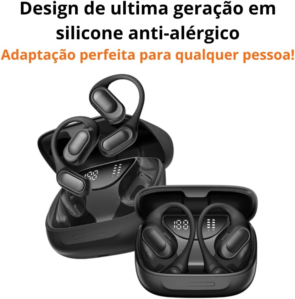 51-aON081kL._AC_SL1000_ Fone De Ouvido Corrida Bluetooth Com Suporte Externo em Silicione Sem Fio Compatível Com Todo Celular Ideal Para Treinos, Corrida, Academia, Exercicios - Não Cai da Orelha - Qualidade AGold Premium