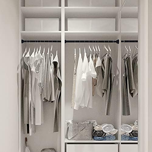 Pehciroe Shower Curtain Tension Rod Extendable Shower Pole Black Stainless Steel Bath Closet Hanging Pole(65-105 cm)