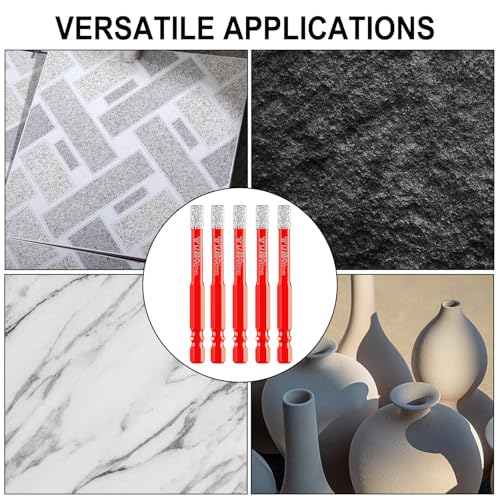 Porcelain Tile Drill Bits Set, Dry Diamond Drill Bits 6mm, 5 pcs Diamond Hole Saw Kit with Quick Change Hex Shank for Granite,Porcelain,Marble Stone and Glass 6 Porcelain Tile Drill Bits Set, Dry Diamond Drill Bits 6mm, 5 pcs Diamond Hole Saw Kit with Quick Change Hex Shank for Granite,Porcelain,Marble Stone and Glass - Image 6