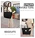 Bagelite Extra Large Canvas Tote Bag for Women Men, Utility Work Tote with Zipper, Laptop Tote Bags with Pockets, Teacher Tote, Black