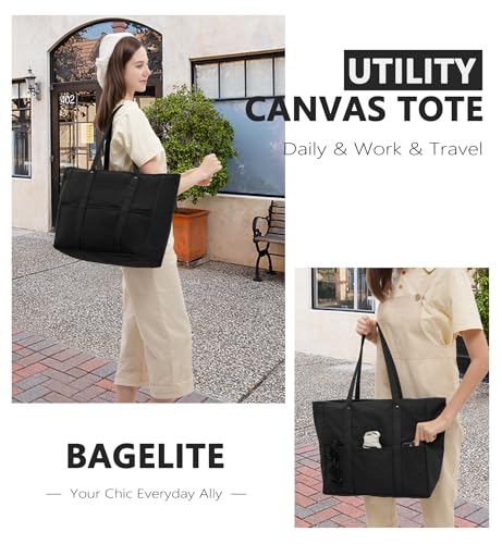 Extra Large Canvas Tote Bag for Women Men, Utility Work Bags with Zipper2