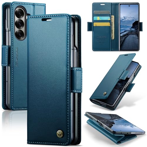 Taneny Designed for Samsung Galaxy Z Fold 7 Case (2025) PU Leather Wallet Flip Folio Case with Card Holder RFID Blocking Kickstand Shockproof Phone Cover for Samsung Galaxy Z Fold 7 5G (Blue)