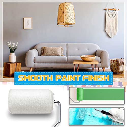2 Pack 4 Inch Self Lock Roller Frame And 6 Roller Cover Set Small Paint Roller Frame Roller Paint Brush Household With Durable Anti-Fatigue Soft Grip Handle House Paint Rollers For Painting Walls #TOP3