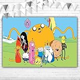Adventure Time Photography Backdrop Cartoon Movie Background 5x3ft Vinyl Adventure Time Birthday Party Supplies Decorations Cake Table Room Wall Decor Banner Video Shoot Drapes