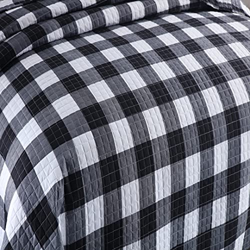 Marcielo 3 Pcs Buffalo Quilt Bedspread Set(Queen), Black White, (B020_Q) #TOP4