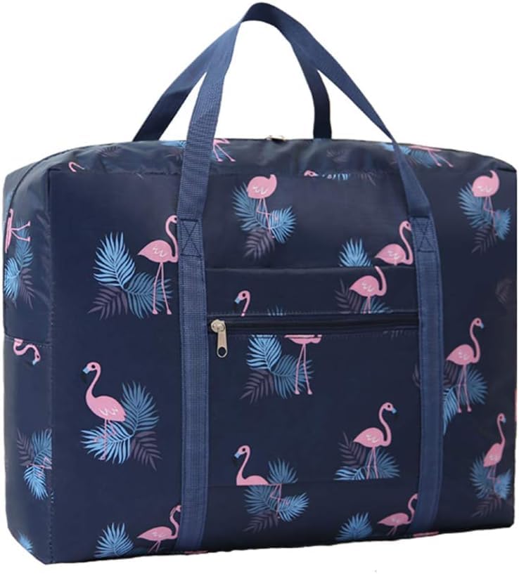 Duffel Bag Foldable for Travel - Lightweight Packable Carry-On Airlines Luggage with Straps, Water-Resistant Fabric - Ideal for Weekend Getaways and Business Trips (Blue Flamingo)-image-28