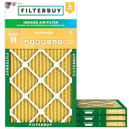 Filterbuy 18x36x1 Air Filter MERV 11 Superior Pet & Allergy Defense (4-Pack) Electrostatic Pleated HVAC AC Furnace Filters Replacement Made in USA (Actual Size: 17.50 x 35.50 x 0.75)