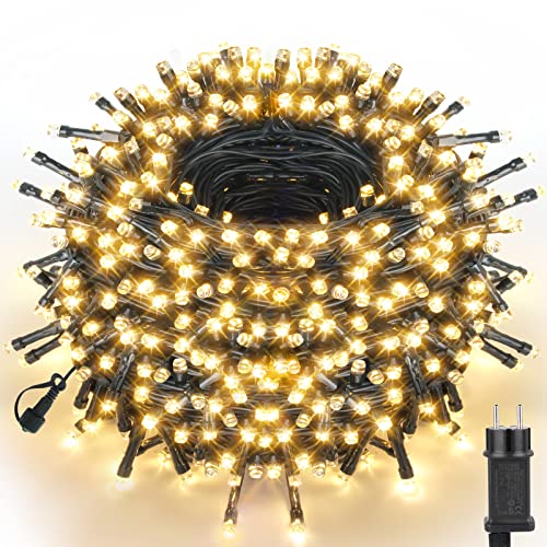 WUJUN 30m 300 LED Weihnachten Halloween Lichterketten, End-to-End Stecker Speicherfunktion Outdoor Indoor Lichterkette Weihnachtsbaum, Garten, Party, Hochzeit (Warmweiß)