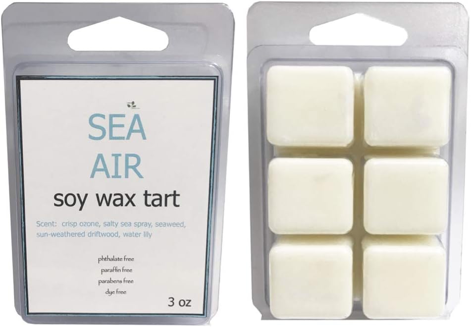 Soy Wax Tart Melt 3 oz Clam Shell Paraffin Free, Parabens Free, Phthalate Free, Dy Free, Toxin Free (6 Pack - 3 oz Clamshell, SEA AIR)
