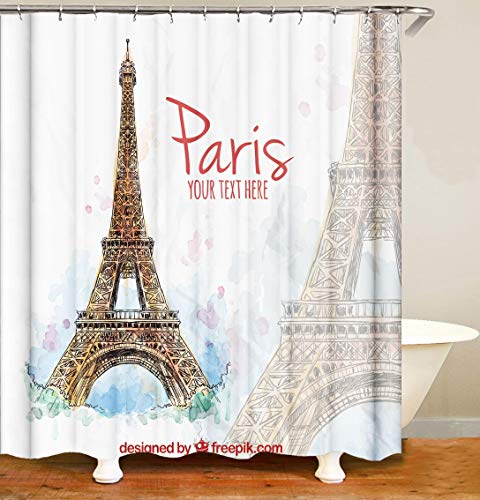 Cortina De Ducha Impermeable De La Torre Eiffel Cortinas De Baño De Tela De Poliéster Cover
