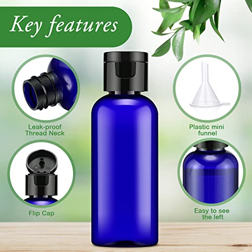100 Pack 2 oz Plastic Empty Bottles with Flip Cap Travel Size Containers with Flip Cover Cap Plastic Squeeze Bottles Refillable Dispensing Bottles with 5 Funnels Liquid Lotion for Travel (Blue) - Image 4
