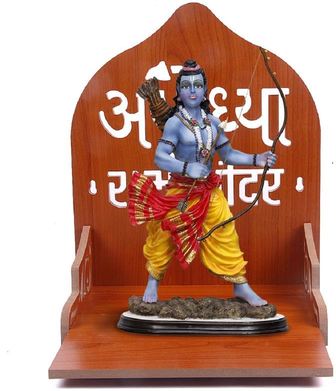 SUANI Handcrafted Wooden Home Shrine, Crafted Wooden Shrine for Daily Devotional Space such as Home, Office, or Shop 123