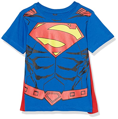 DC Comics Boys Superman Cosplay Short Sleeve Cape Tee T-Shirt T Shirt Royal/Red 5 US