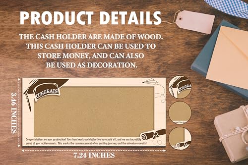 Wooden Graduation Money Holder, Happy Graduation Gifts For Friends Graduates Boys Girls, Cash Holder Envelope Congratulations Gifts, The Adventure Awaits -022