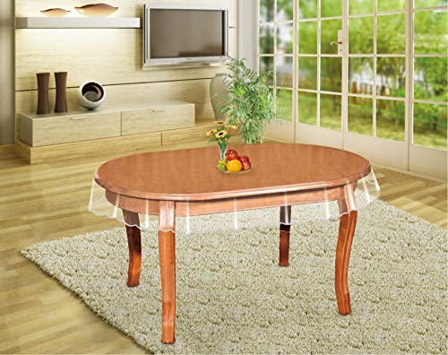 MeritMode Clear Table Protector - Oval Vinyl Tablecloth Cover Transparent Plastic Kitchen Waterproof Protector for Dining Table, Buffet Parties and Camping, 60 x 90 Inch