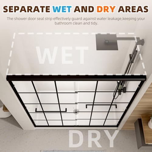 Image of Royal Guard Double Sliding Shower Door 44-48 inch W x 72 inch H,Grid Pattern