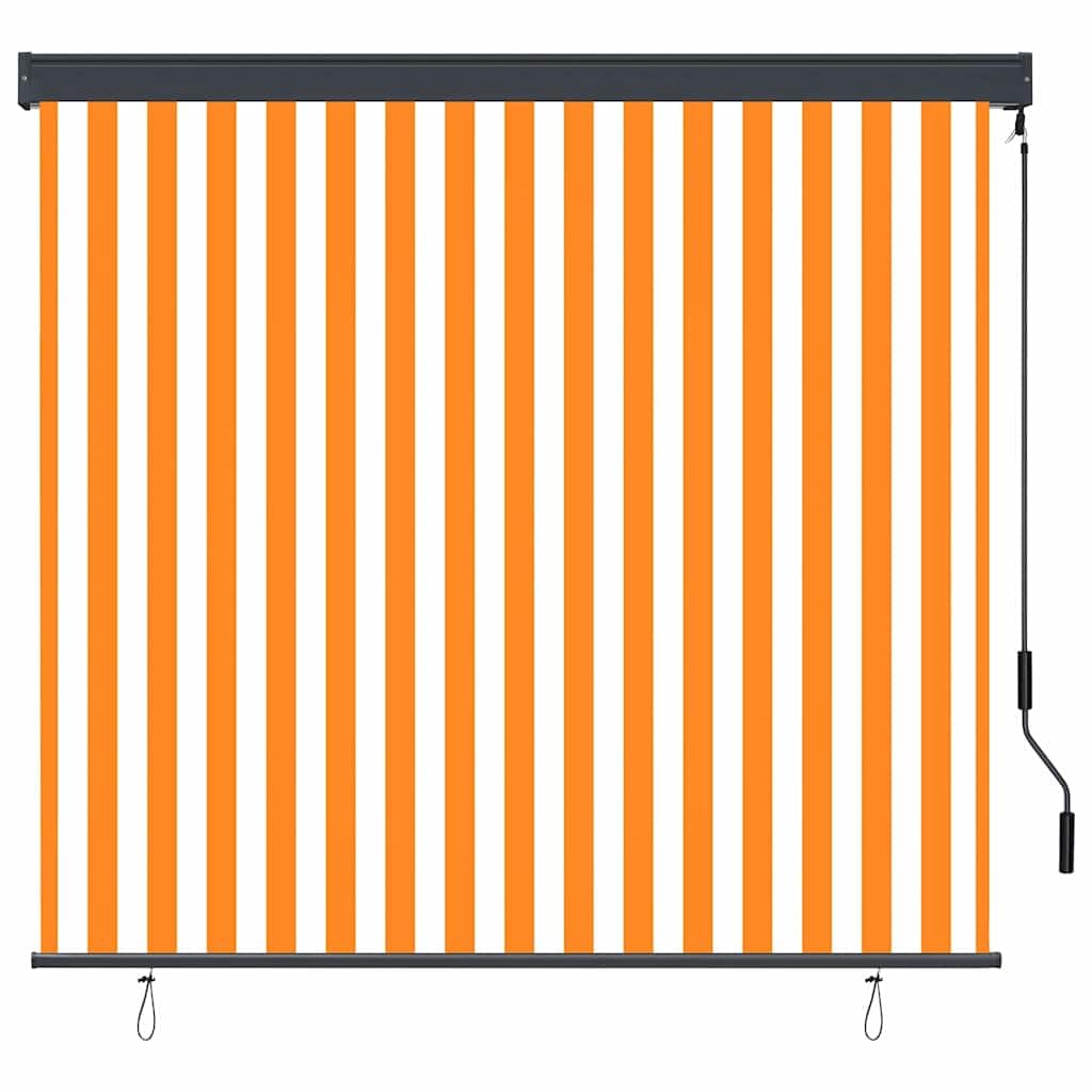 Store Enrouleur Blanc et Orange 180 x 250 cm Tissu et Aluminium,Stores vénitiens & Stores en Toile,4.9kg-362083