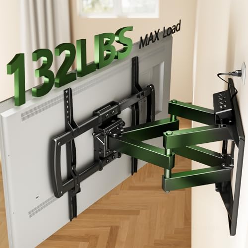 Full Motion TV Wall Mount Bracket with Power Outlet for Most 32-85 inch TV,TV Mount Dual Articulating Arms,Tilt/Swivel/Extension/Leveling,Fits 8” 12” 16" Studs,Max Vesa 600x400mm, Holds up to 132lbs by AX WABER - Image 8