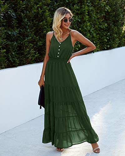 Image of PRETTYGARDEN Women's 2026 Summer Maxi Dress Spaghetti Strap Sleeveless High Waist Beach Vacation Long Sundresses