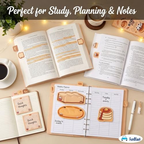 Image of FunBlast 11 Sheets /440 Sticky Notes - Cute Kawaii Sticky Notes, Sticky Pad for Study, Point It Marker Stationery Items, Self-Adhesive Memo Pad, Planners and Memo Sticker (DL)