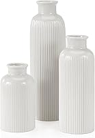 GUKJOB Small White Ceramic Vase Set of 3 - Boho Modern Farmhouse Flower Vases for Kitchen, Bedroom, Living Room & Shelf Decor