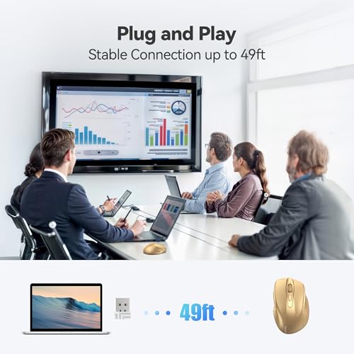 Image of TECKNET Wireless Mouse, 2.4G Ergonomic Computer Mouse, 2600 DPI, Gold