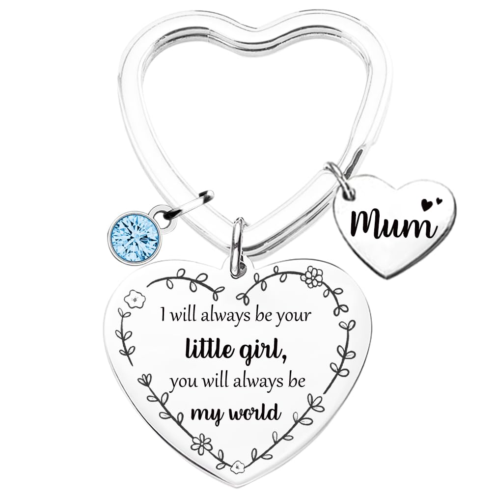Tecreo Mother Daughter Heart Keychain with Birthstone Charm, Sentimental Message Gift for Mum, Mother's. Day Gift, Birthday Gift