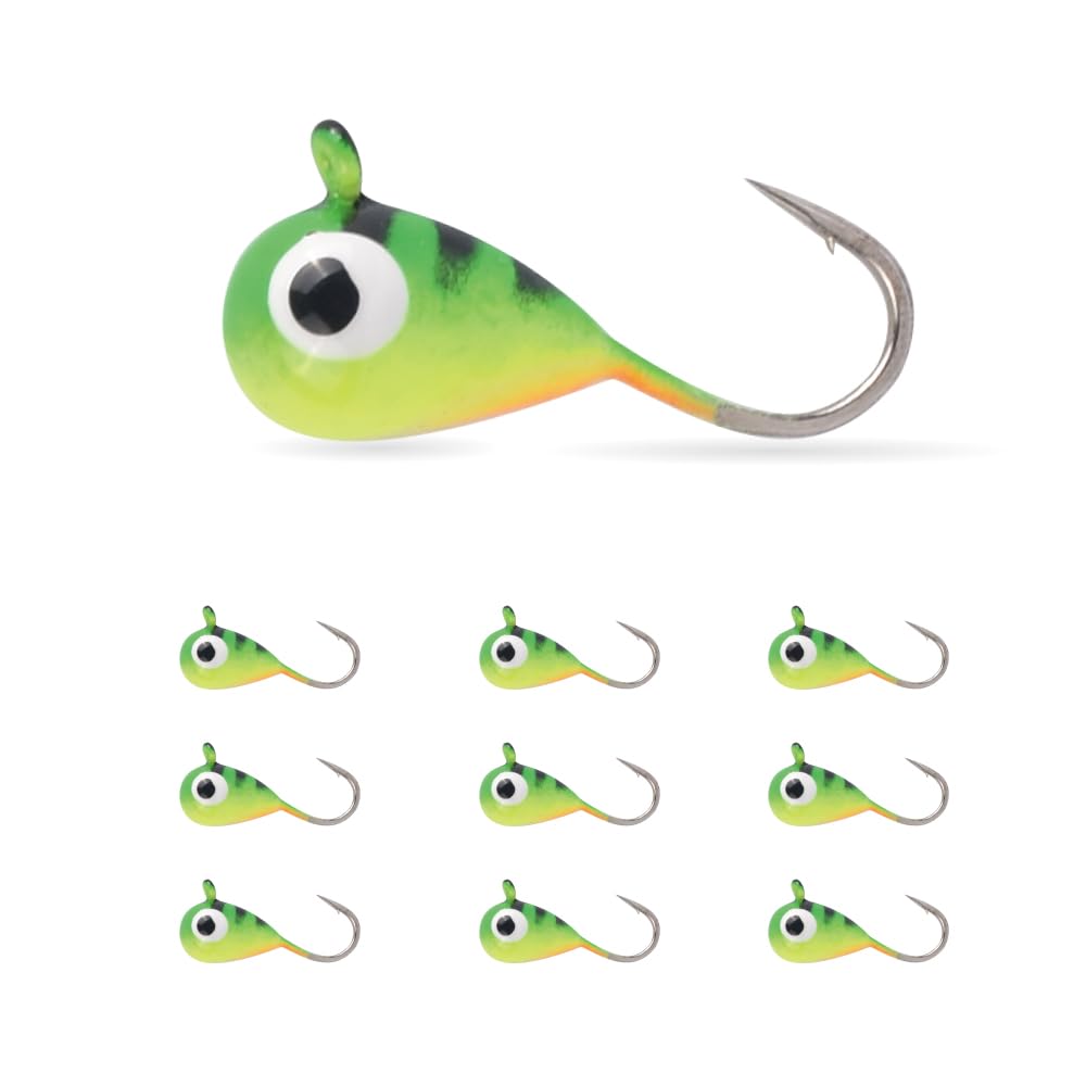 Lot de 10 leurres de pêche sur glace en tungstène, têtes plombées pour kit de pêche sur glace, panpoisson, crappie, perche (HP45, 5,0 mm)