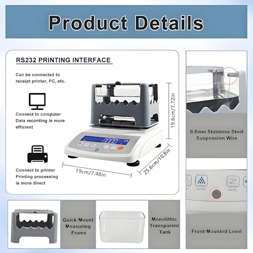 High Accuracy Digital Density Meter for Gold, Silver, Platinum & Plastics - Precision Measurement Tool for Jewelry & Material Testing