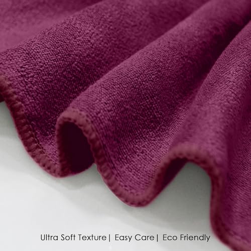 Image of HOUSSE Microfiber Face Towels | Ultra Absorbent, Odour-Free, Quick Dry 550 GSM Face Towel for Home, Gym, Travel, Running and Personal Use | 30x30 cm | Set of 4 in One Colour (Red Plum, Pack of 4)