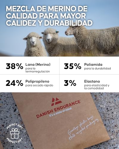 DANISH ENDURANCE Calcetines de Senderismo Termicos de Lana Merino Unisex, Transpirables y Antiampollas, para Hombres y Mujeres, 2 Pack, MC: 1 x Azul Marino,1 x Gris, 39-42 - imagen 5