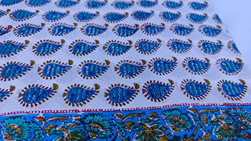 Image of Floral Printed Cotton Fabric Cloth Hand Block Print Fabric Women Material Running Jaipuri Hand Block Printed Women Dress Material Kurtis Natural 44 inch Inches Width 2.5 Meter (Pattern 2)