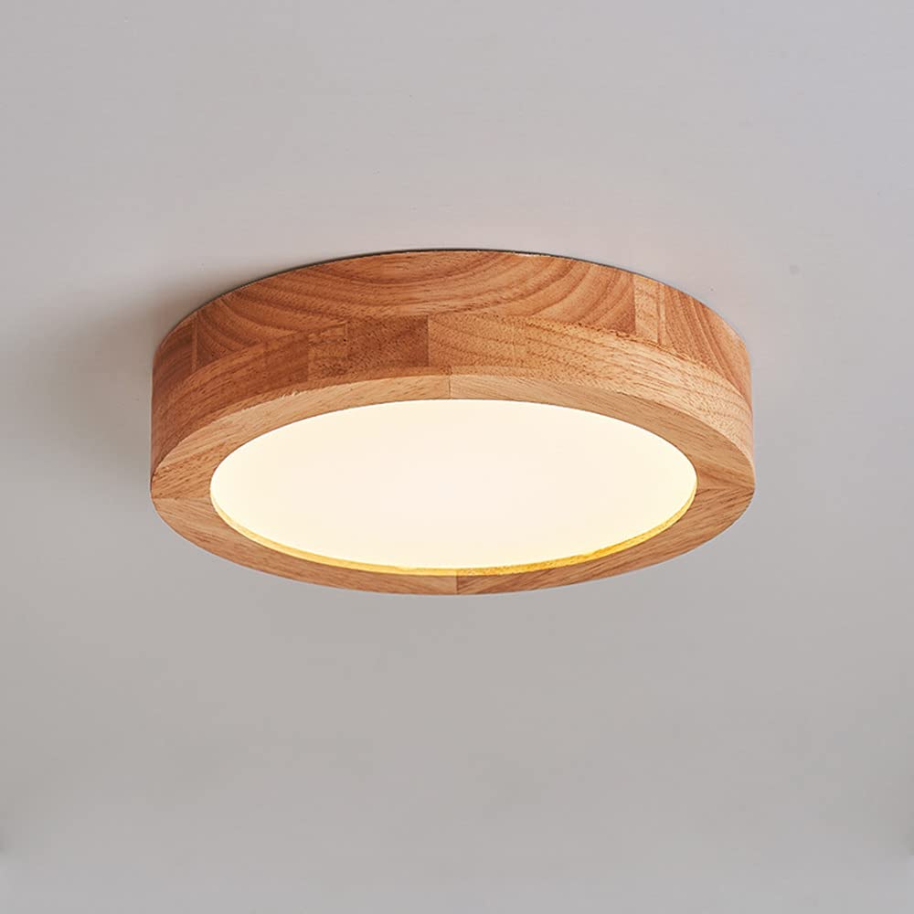 Jadssox Modern Ceiling Light LED Close to Ceiling Lamp LED Wood Flush Mount Lighting Fixture, Minimalist Wooden Small Chandelier Ceiling Lamps for Bedroom Hallway Laundry Room
