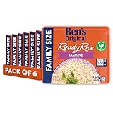 BEN'S ORIGINAL Ready Rice Jasmine Family Size Rice, Easy Dinner Side, 17.3 OZ Pouch (Pack of 6)