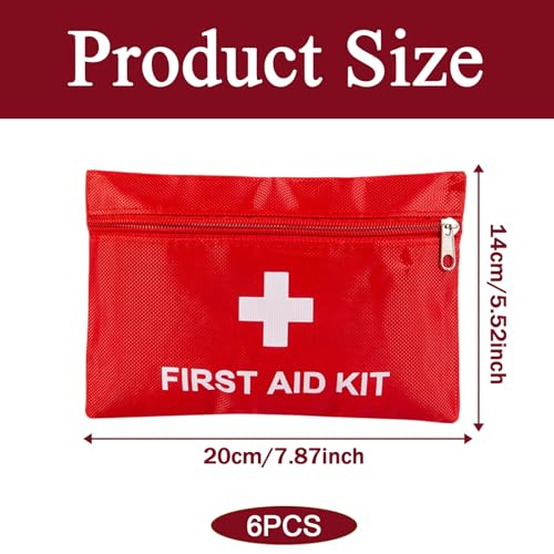 Image of 6 Pack Empty First Aid Kit Bag, Small First Aid Pouch Bulk, Water Resistant Travel Medical Organizer, Mini Emergency Supply Storage for Home, Car, Office, Camping, Outdoors (Red, 20x14cm, Bag Only)