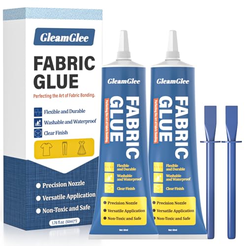 Fabric Glue Permanent, 100ml Extra Strong Fabric Adhesive, Washable Clear Clothing Glue for Clothes Repairs, Leather, Crafts, Upholstery, Material, Te