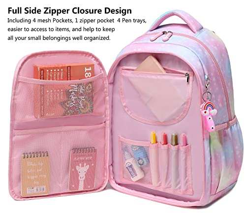 Wraifa Backpack For Girls, Rainbow Bookbag Elementary School Bag Princess Girl Backpacks With Lunch Box Primary(Lunch Bag Set Heart Pink) #TOP2