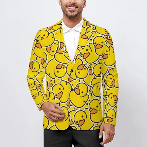 Cute Yellow Rubber Ducky Men's Two Button Suit Jacket Sports Coat Novelty Casual Outwear Tops Funny2
